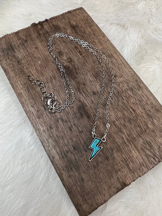Turquoise Lighting Bolt Necklace